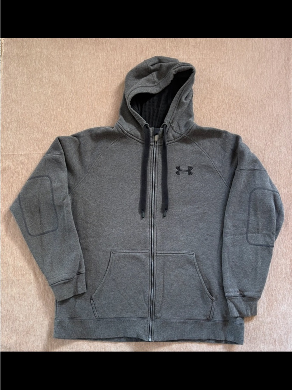 Under Armour Gray Full-Zip Hoodie Coldgear w/ Waffle Knit Lining Size XXL
